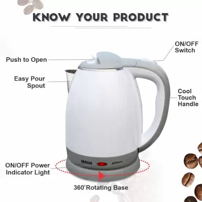 Inalsa Allure Electric Kettle (1.5 L, White, Grey) Inalsa Allure Electric Kettle (1.5 L, White, Grey)